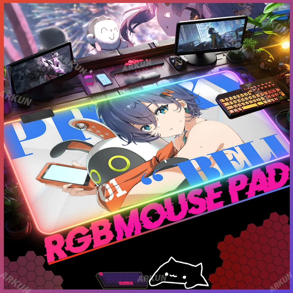 

RGB 90X40 Kawaii Hot Rin Popular Trend Game Zenless Zone Zero Mouse Pad Xxl PC Gaming LED Keyboard Cute Girl Table Backlight Mat