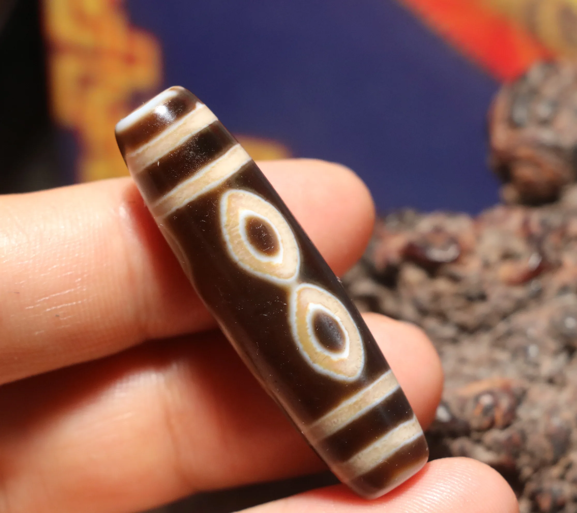 

AL Ultra Energy Tibetan Old Agate 5 Buddha Eyed Smoothly Fortune dZi Bead Pendant Amulet Big Treasure Timestown UPD21Asw