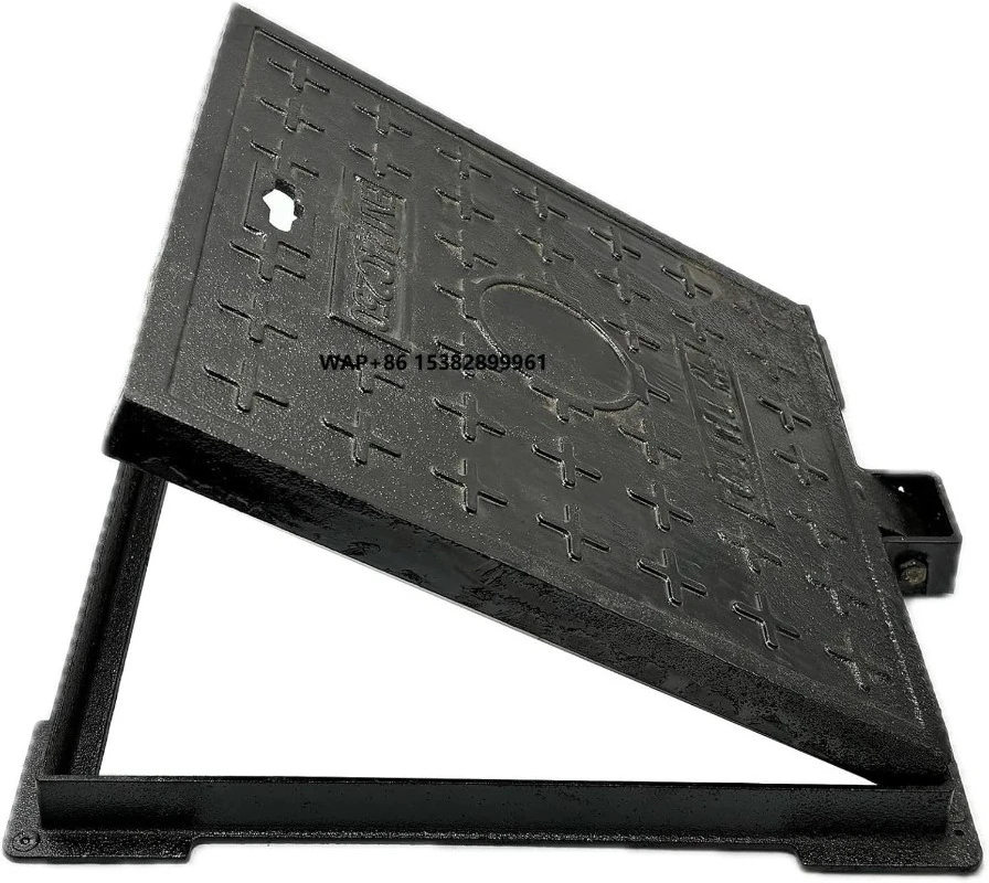Cast Iron Manhole Cover Heavy-Duty Driveway Septic Tank Lid with Base, Square Anti-Slip Inspection Well Cover