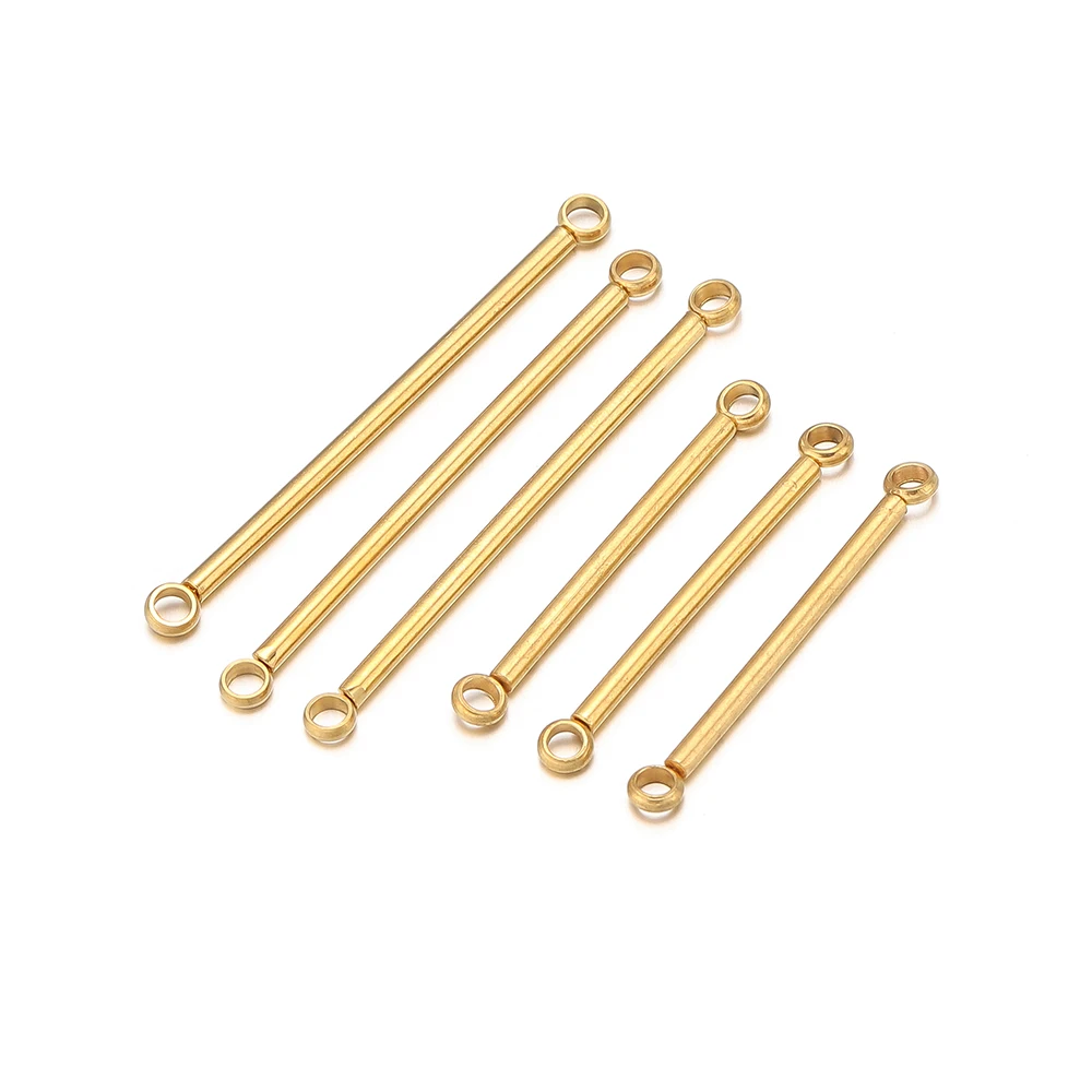 10pcs Stainless Steel Double Cylinder Rod Earrings Connectors for DIY Jewelry Simple Handmade Earrings Accessories Making Crafts