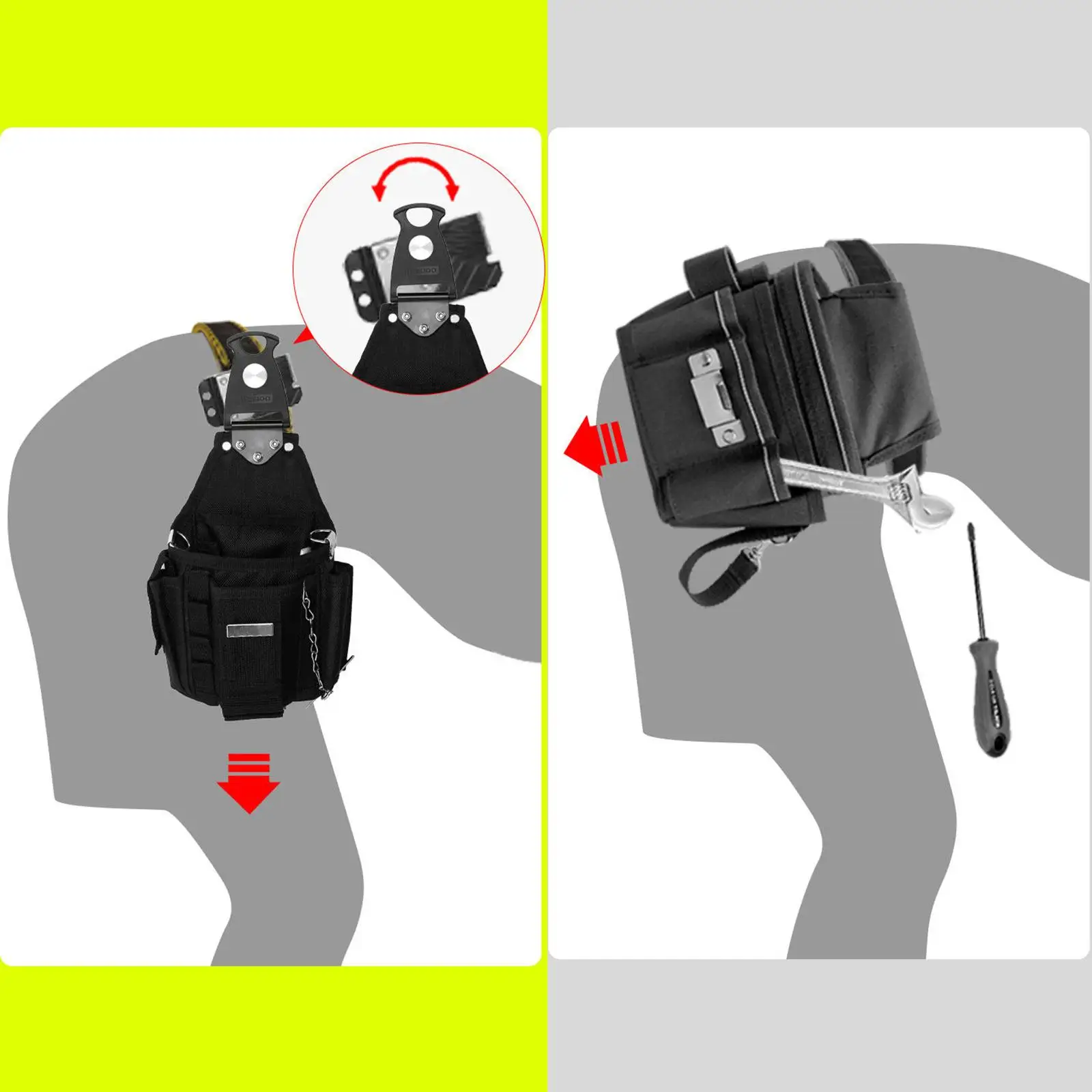 

Durable Tool Pouch Belt Holder 360 Degree Rotating Fastener Kit Waist Clip for Tool Storage and Quick Access