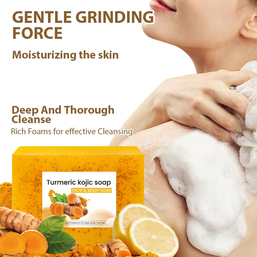 

Turmeric Kojic Acid Soap Lemon Soap Handmade Ginger Hand - Cold - Processed Soap for Face Washing and Bathing
