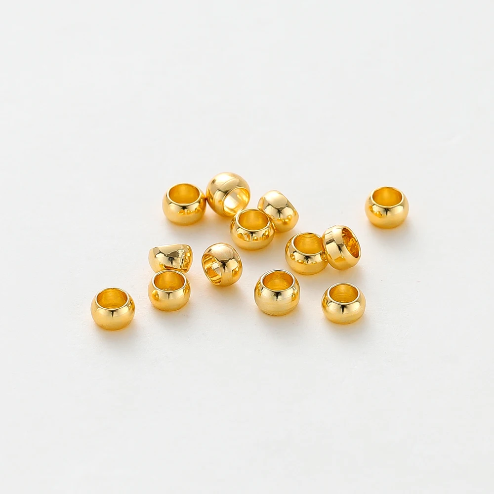 

100Pcs14K/18K Gold Color Plated Brass 1.5/2/2.5/3mm Positioning Beads for DIY Bracelet Necklace Jewelry Making Accessories