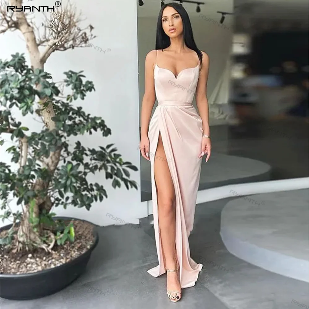 Ryanth Sunny Mint Green Long Side Slit Sleeveless Mermaid Evening Dresses Sleeveless High Side Slit Formal Graduation Gown Dress