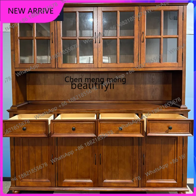 C89 All solid wood American side cabinet, restaurant storage against the wall wine cabinet 1.8 meters storage cabinet