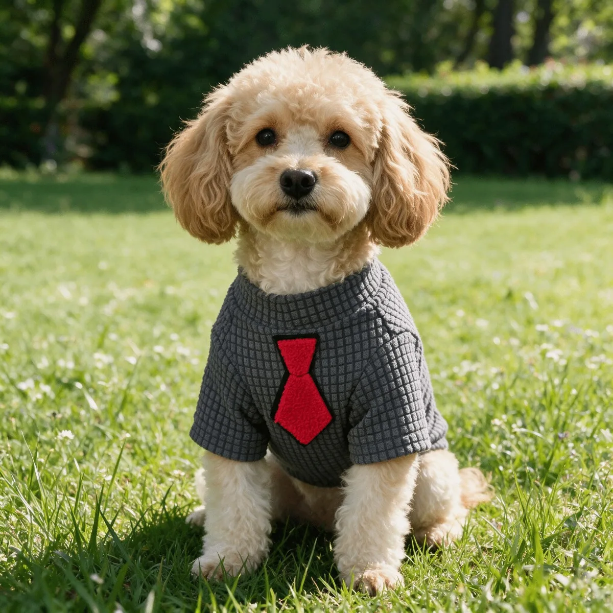 Waffelstrick-Hemd für Haustiere in Rot, Kurzarm-Hemd im Gentleman-Stil für kleine und mittelgroße Haustiere – Detail 5