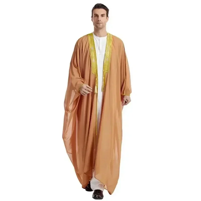 

Men Kebaya Open Muslim Kimono Abaya Turkey Arabic Islam Djellaba Homme Robe Musulmane Hombre Ramadan Abayas for Prayer Clothes