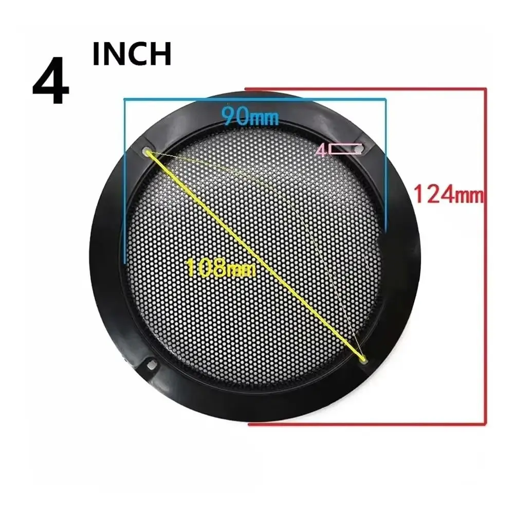 1/2/4/8/10Pcs 2/3/4/5/6.5/8/10 inch Speaker Net Cover Metal Iron Wire Grilles Enclosure Speakers Plastic Frame Car Home