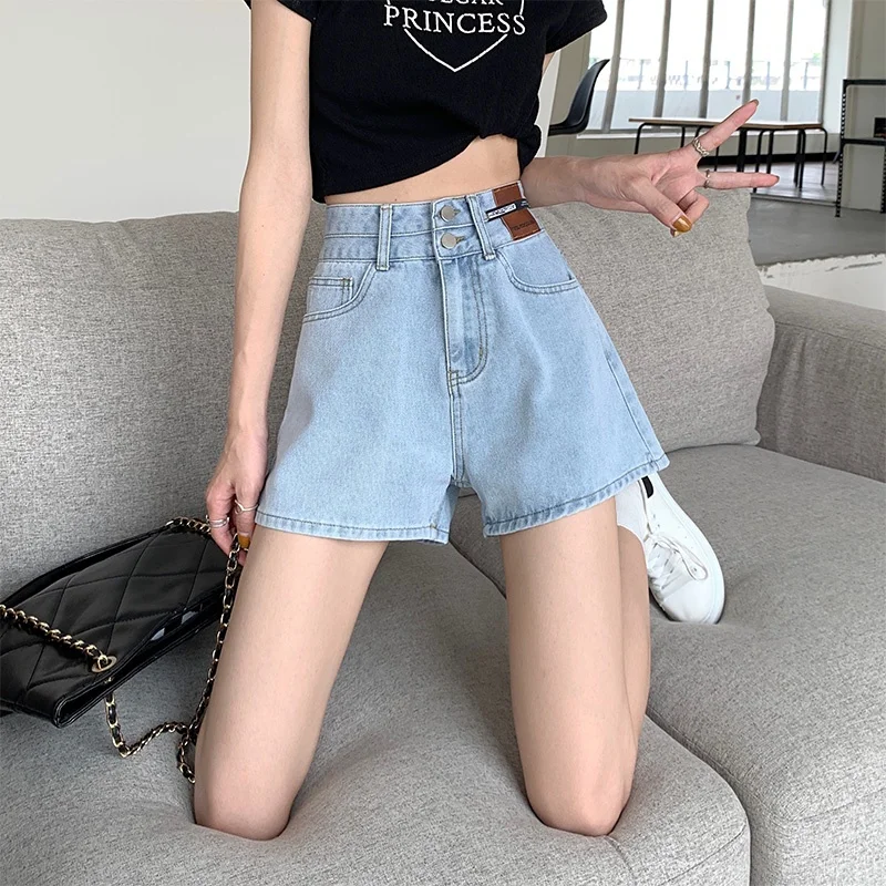 

High Waist Loose Fit Denim orts Women Summer 2024 New Sle A-Line plus Size Slimming Wide Leg Jeans orts for Fat MM