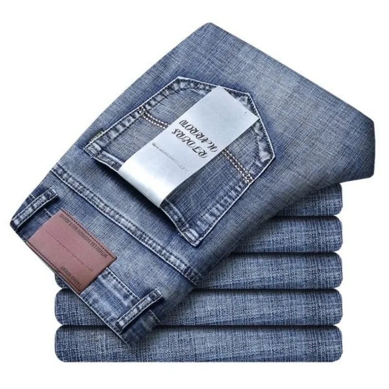 

Spring and summer men's jeans straight loose elastic casual pants slim men's pants