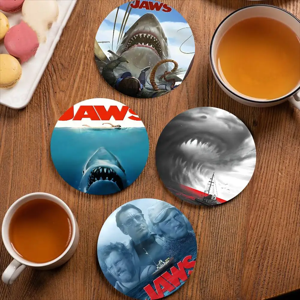 Film J-JAWS Classic Movie 1pc Pattern Coaster Tea Cup Heat Insulation Pad Anti-scalding Anti-slip Table Bowl Plate Mat