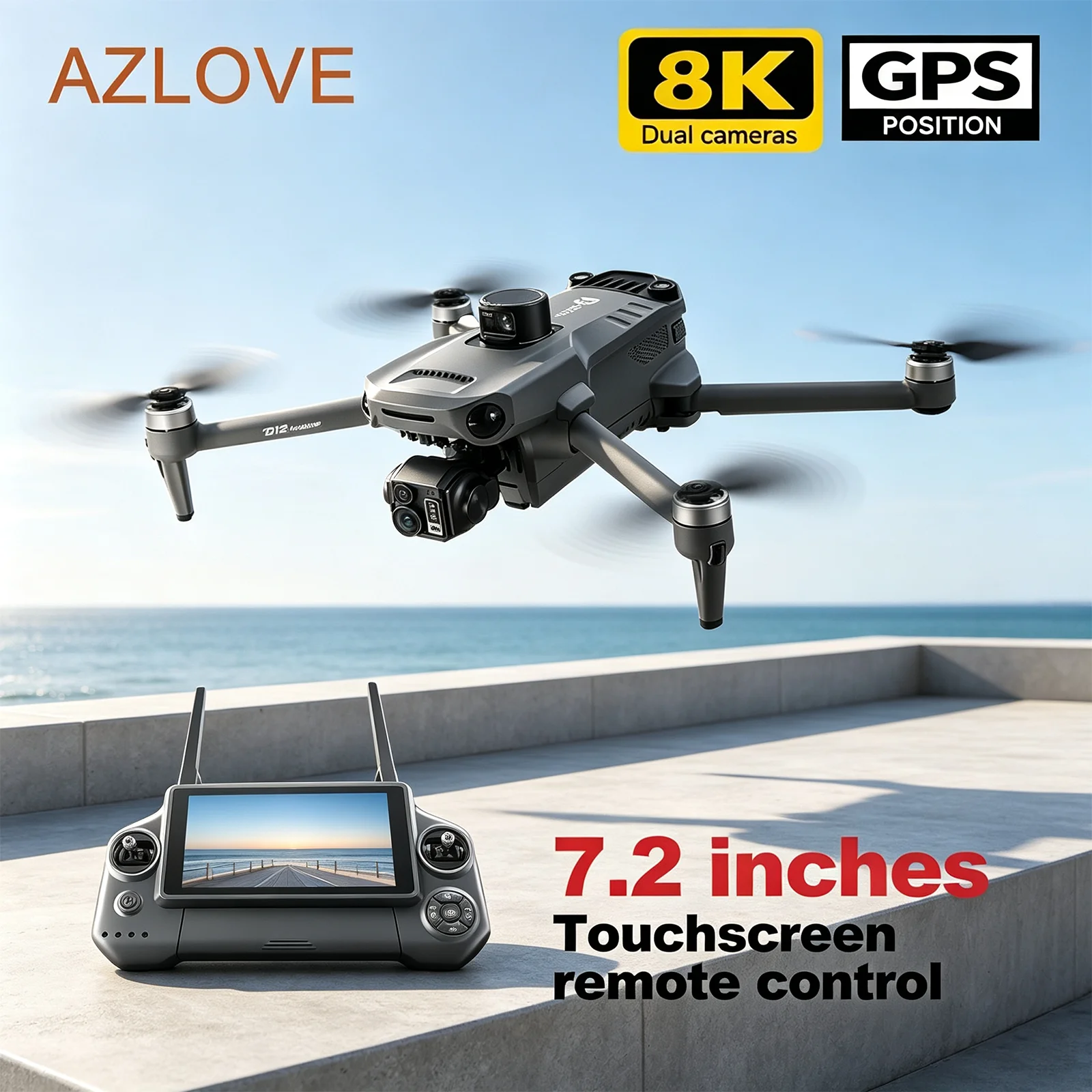 New D12 GPS Drone 8K Professional Screen Remote Control 3-Axis Gimbal Obstacle Avoidance Security UAV Air Drop Device Quadcopter