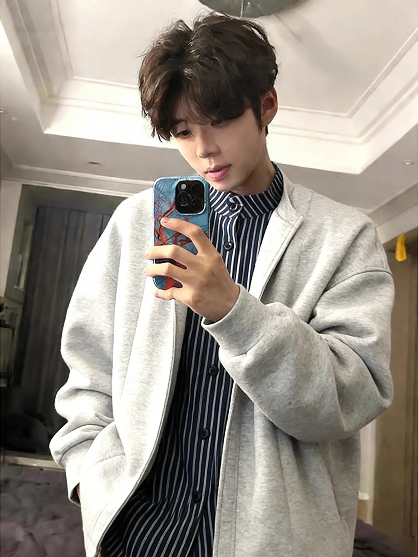 

ay Series Fake Two-Piece Open Cardigan Hoodie Men's Jaet Spring Autumn Casual Cool American Sle Long Sve Cotton Poly...