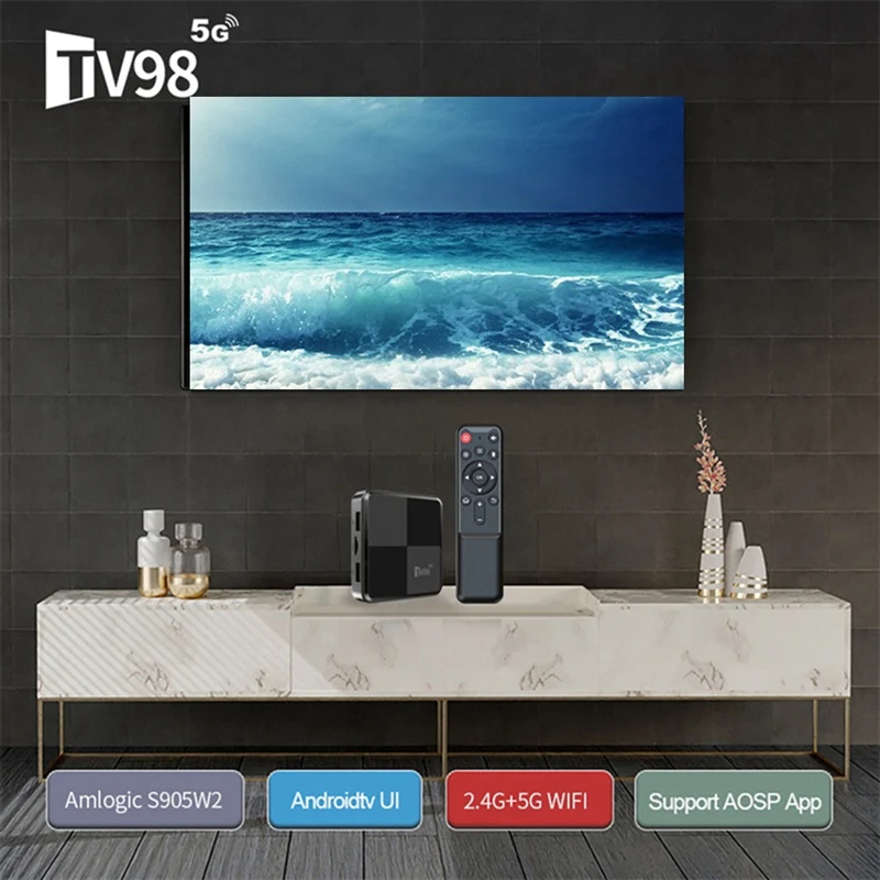 S905W2 2.4G &5G Wifi 4K Android 11 Smart TV Box TV98 Media Player Durable US Plug