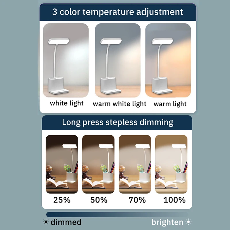 Table lamp super bright multi-functional learning special portable table lamp rechargeable study bedroom table lamp