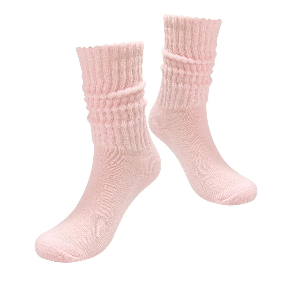 New Cotton Slouch Socks for Women Scrunch Loose Stacked Chunky Solid Four Seasons Sport Middle Tube Socks High School Girls Sock