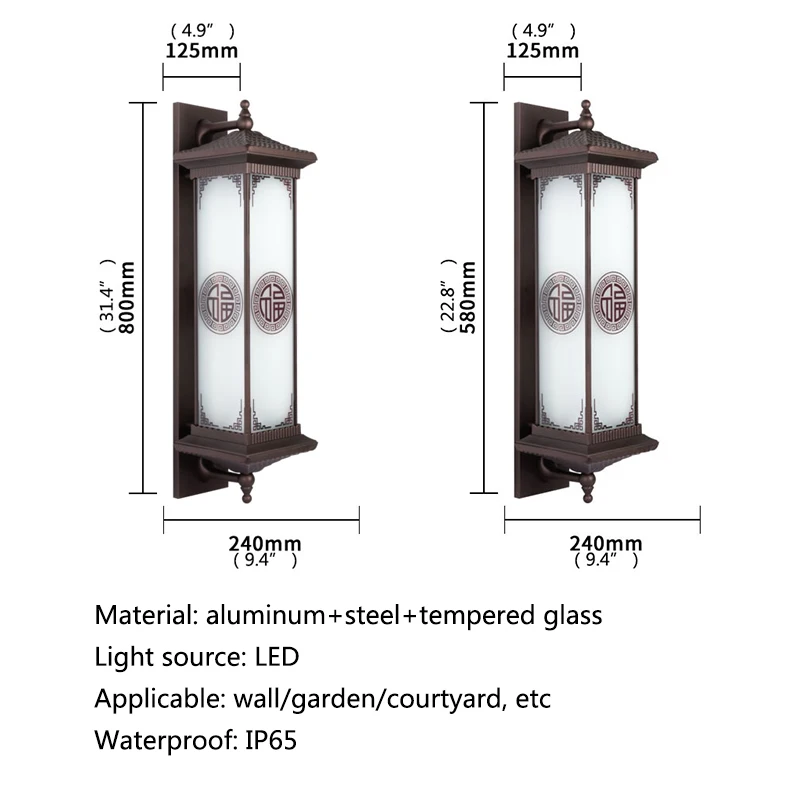 RONIN Solar Wall Lamp Creativity Chinese Outdoor Sconce Light LED Waterproof IP65 for Home Villa Corridor Courtyard