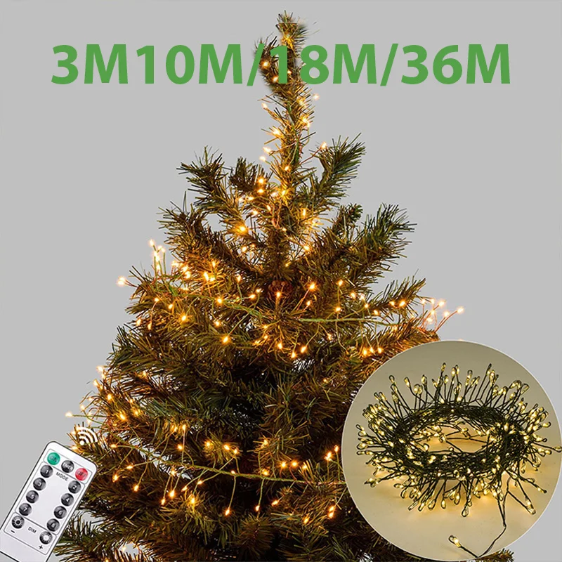 36M Cluster Christmas String Lights LED Green Outdoor waterproof  Garland Decoration For Halloween Party holiday lighting 2024