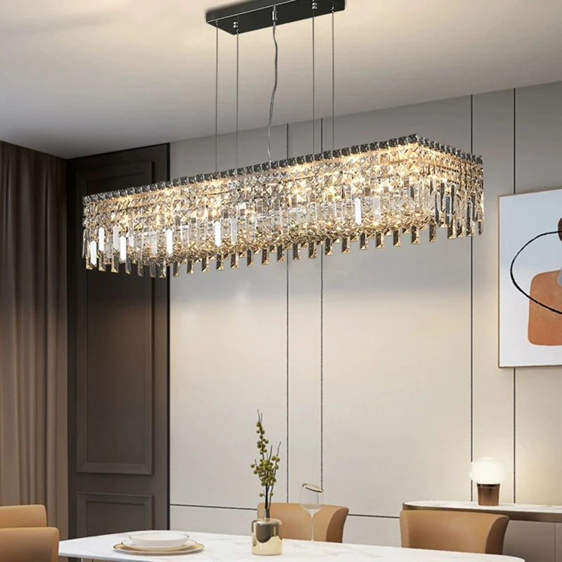 lustre de cristal longo para sala de jantar lustres de teto iluminacao de luxo avize modelleri decoracao de sala de jantar lampadas de cristal 2024 01