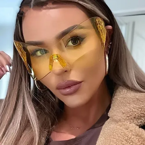 Imagen 2 del producto Gafas de sol populares para mujer, gafas de sol Punk exageradas de gran tamaño, gafas de sol para hombre con protección UV400, gafas coloridas Y2K con espejo