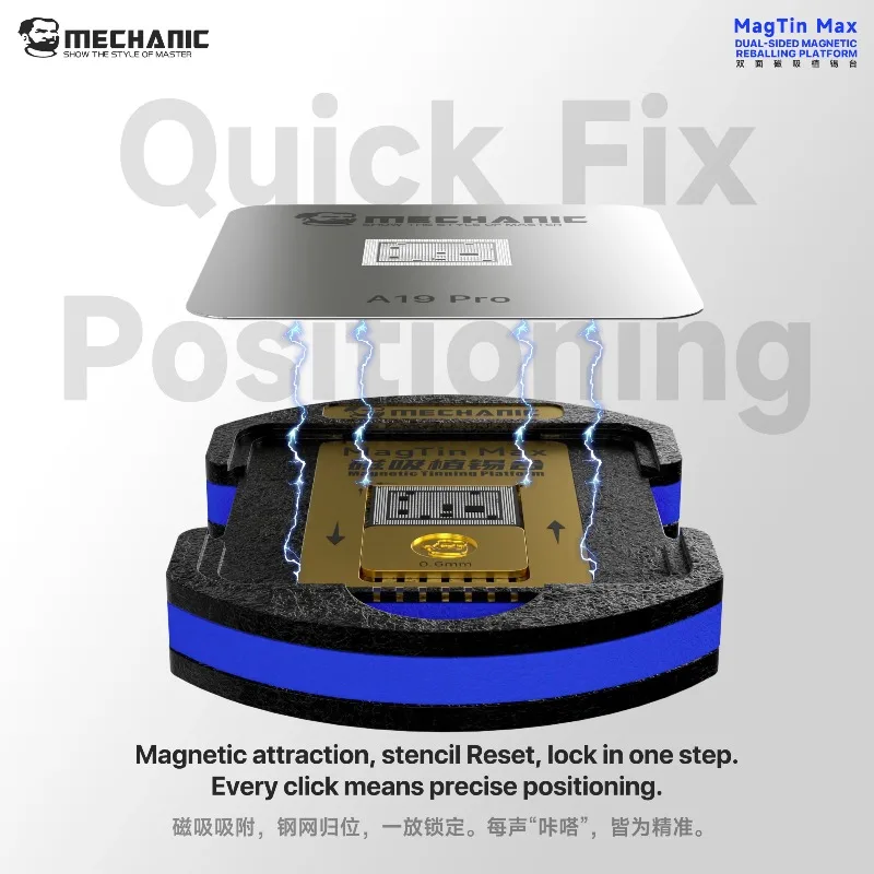 MECHANIC Magnetic Reballing Fixture Quick Fix Position BGA Stencil Platform for Phone IC Chip Reballing Soldering Repair Tools