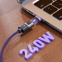 240W PD3.1 Magnetic Charging Cable Ultra thin Nylon Braided Cord ctoc 48V 5A Super Quick fast 100W for Xiaomi Samsung Emarker