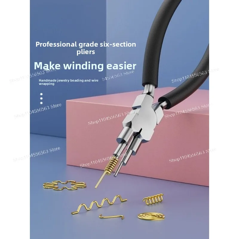 6‑Step Wire Bending Pliers 9‑Pin Coiling Tool Round Nose Plastic Tip Pliers for Handcraft Steel Wire Winding Making Work