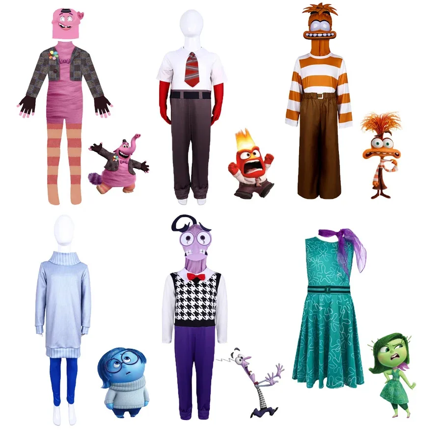 Anime Movie Inside Out Joy Cospaly Costume Disgust Sadness Envy Cos Outfits For  Kids Halloween Stage Performance Costume