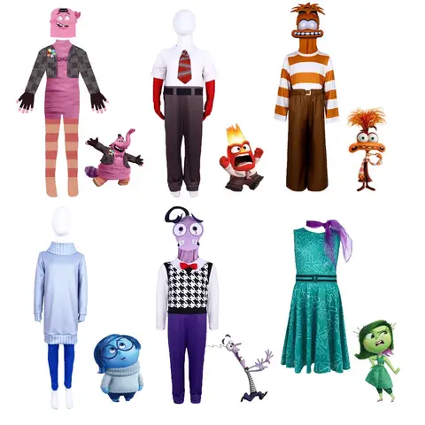 Anime Movie Inside Out Joy Cospaly Costume Disgust Tristezza Envy Cos Abiti per bambini adulti Costume da spettacolo teatrale di Halloween