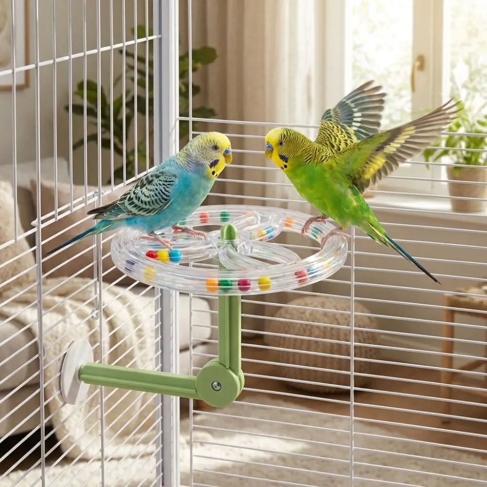 Folding Parrot Rotating Windmill Perch 360 Degree Rotation Adjustable Parrot Standing Platform Beads Sound Anti-Slip