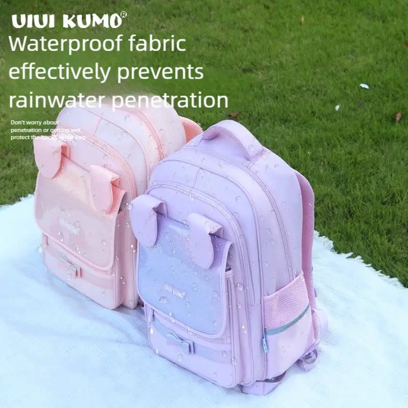 

UIUIKUMO Pink girl backpack - College style, large capacity, flip-top design, water-resistant for commuting student backpack