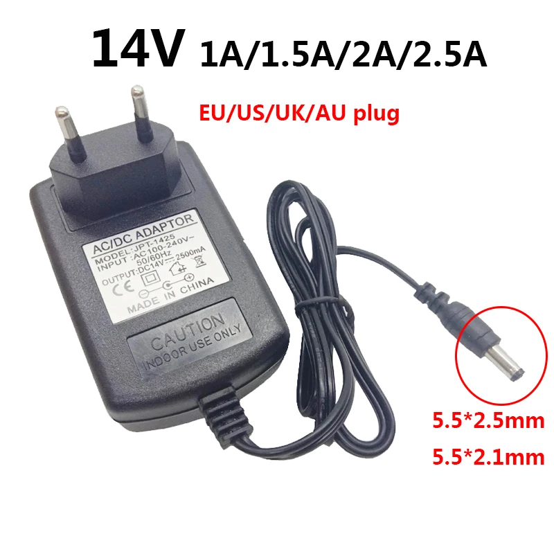 220v to 14v Power Supply 220v 14v ac dc 14v Transformer 14 Volt Power Supply 14 4 Volt UK AU US EU 1A 1.5A 2A 2.5A AC DC Adapter