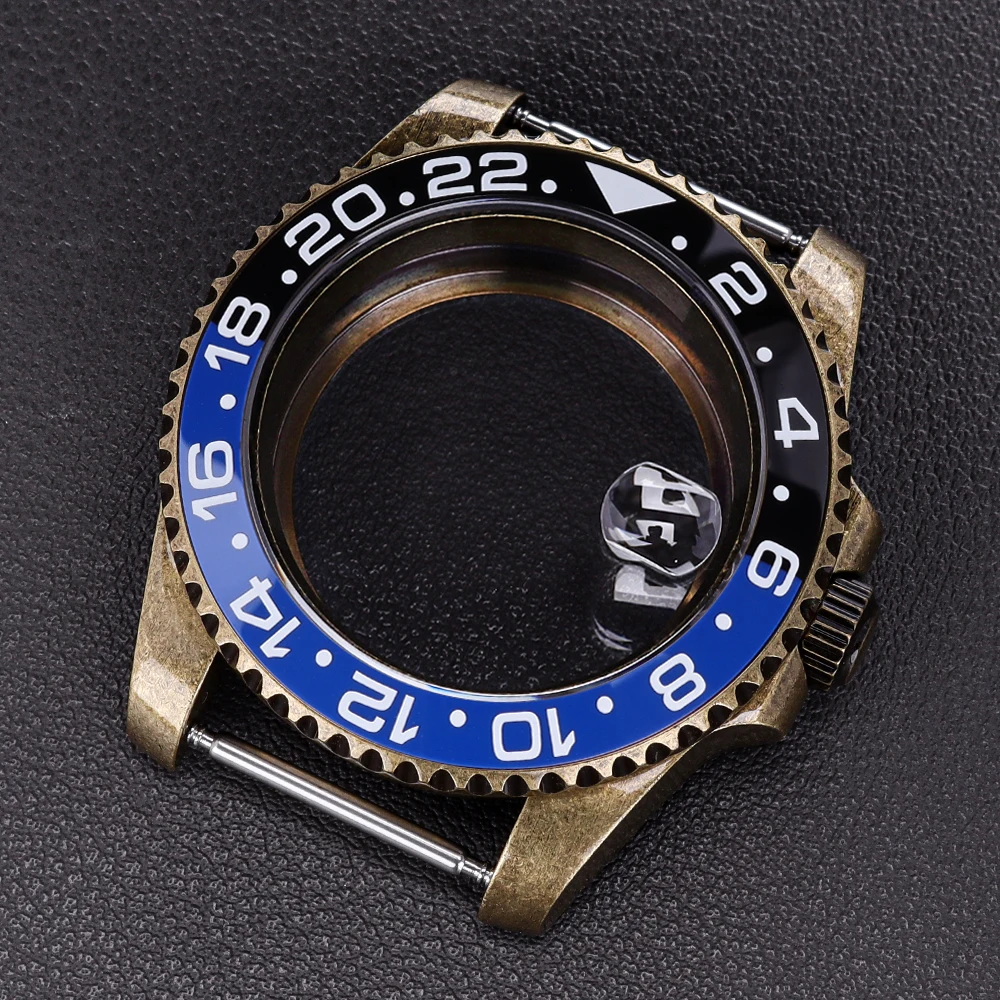 Bronze Retro Case 40mm 200m Waterproof Watch Case Accessories For SUB GMT NH35 NH36 NH34 NH38 Movement 28.5mmDial Sapphire Glass