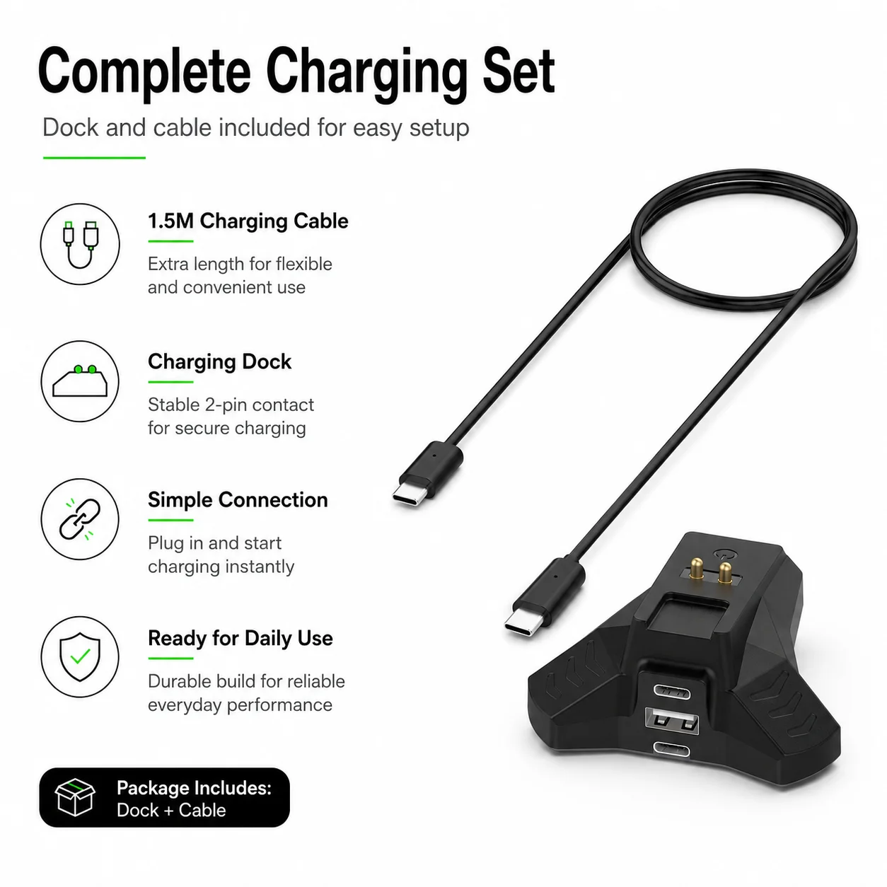 Wireless Mouse Charging Dock for Razer Naga Pro Viper Ultimate Basilisk Ultimate DeathAdder V2 Pro Charger Stand 1.5M Cable view 2