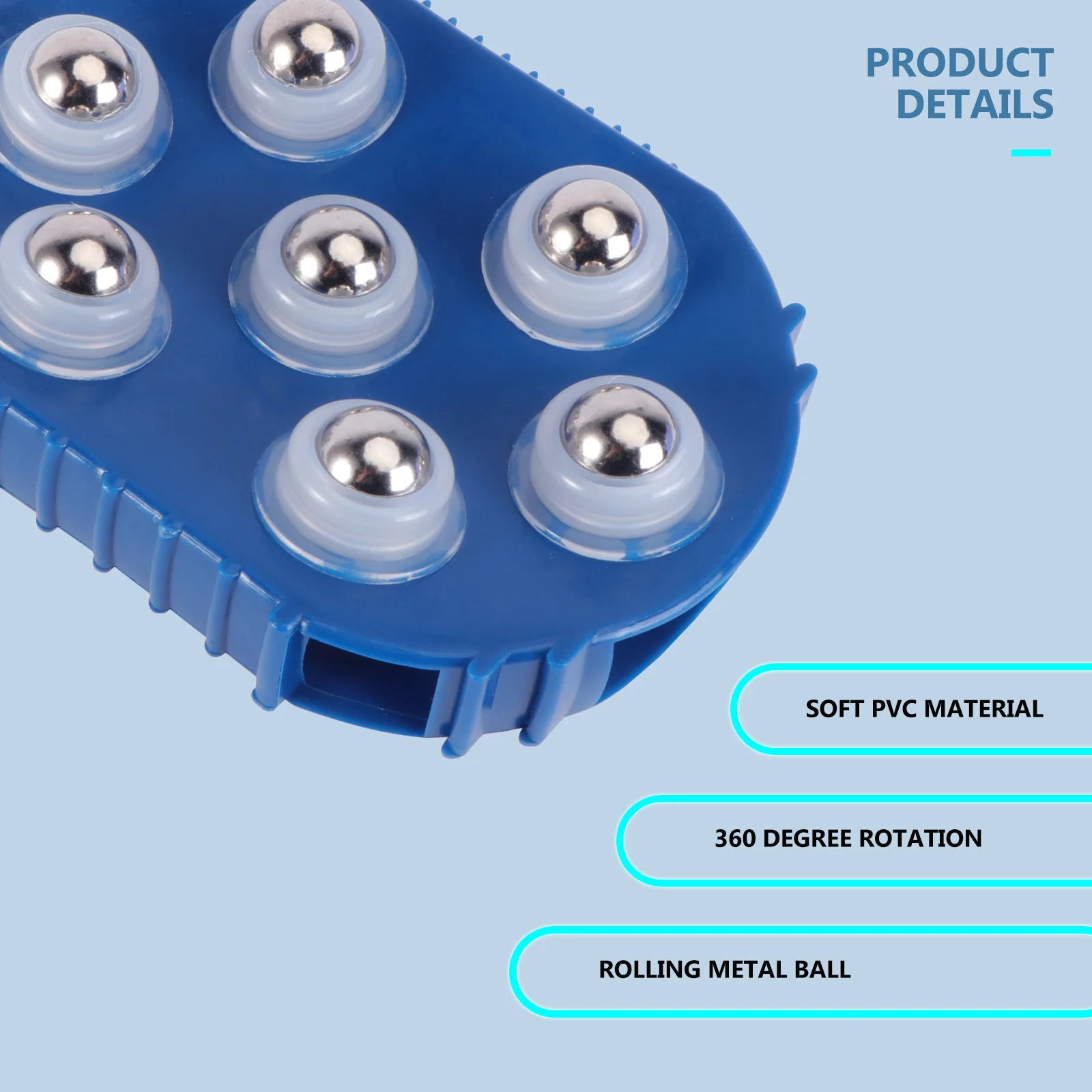 

Palm Shaped Massage Brush 7 Metal Roller Balls Body Massager Handheld for Muscle Pain Relief Cellulite Massage Brush Exfoliating