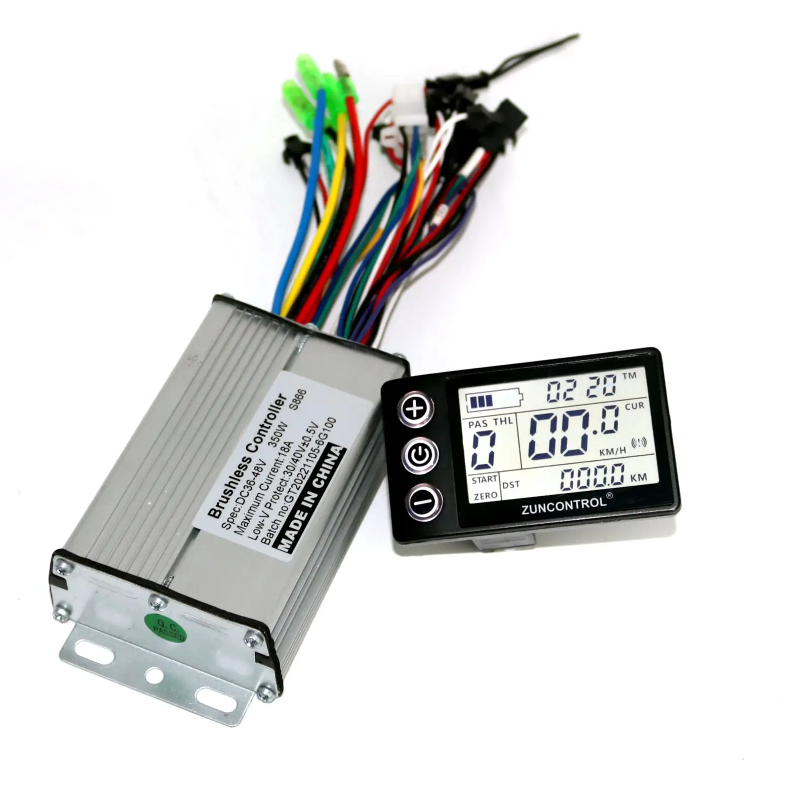 GREENTIME 36V 48V 60V 350W 18A motor controller E-bike brushless speed controller and S866 LCD Display