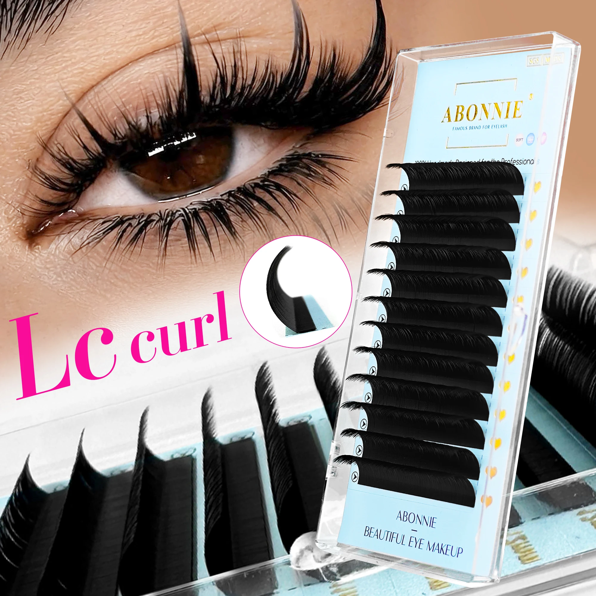 ABONNIE All Size I/J/B/L/LB/LJ/M/LU/LC/LD/C/CC/D/DD Curl Individual Classical Lash Extensions Cashmere Eyelash Extension Tray