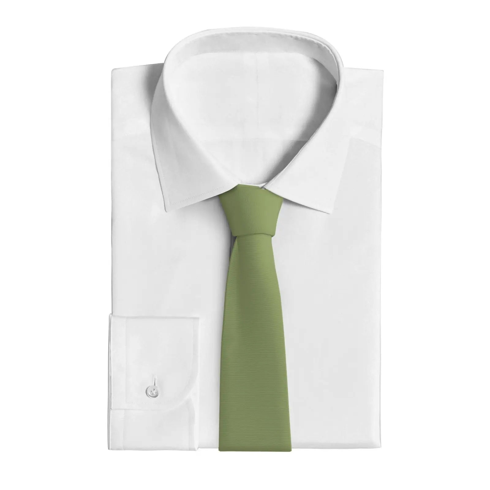 Olive Green Alien Print Men Necktie, Funny Cartoon Alien Character Pattern Neck Tie for Party Novelty Formal Wear