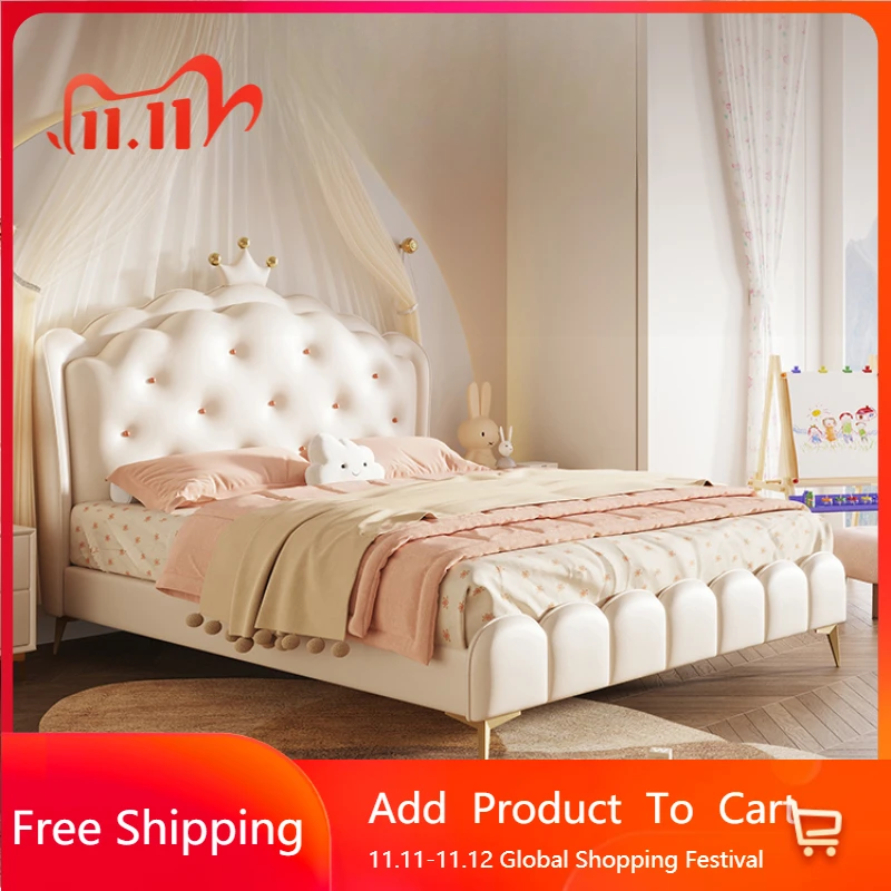 

Regale Bed Mattress Elegant Luxury Leather Bed Solid Wood Simple European Safe Luxury Gamer Service Muebles Unique Furniture