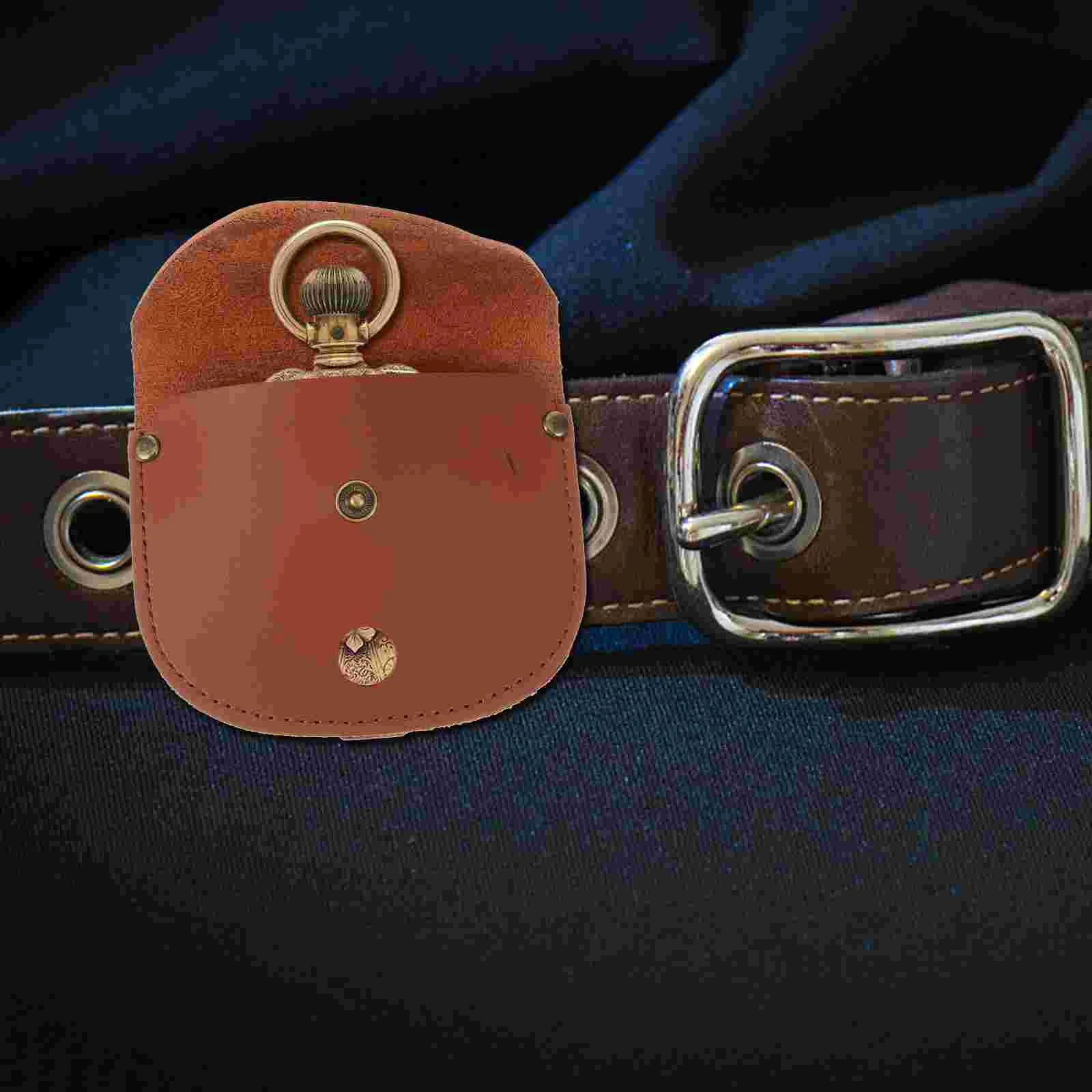 Pocket Watch Case Pouch Compass Display Storage Metal Button Empty Cases