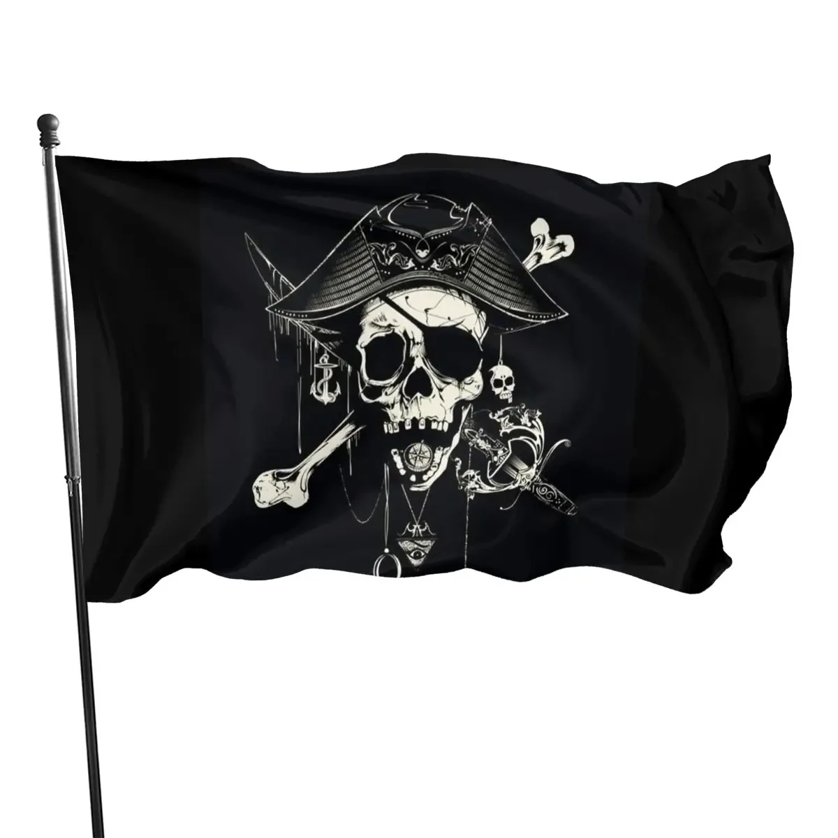 Halloween Pirate Flags Jolly Roger Pirate Flag Skull Bone Pirate Banner Retro Decorations Flag Halloween Party Home Decoration