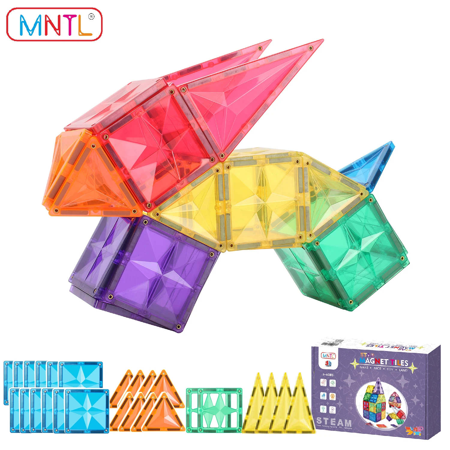 MNTL-juguetes magnéticos educativos para niños pequeños, bloques de construcción de desarrollo STEM, azulejos magnéticos, ladrillos de construcción, regalo para bebés, 36 piezas