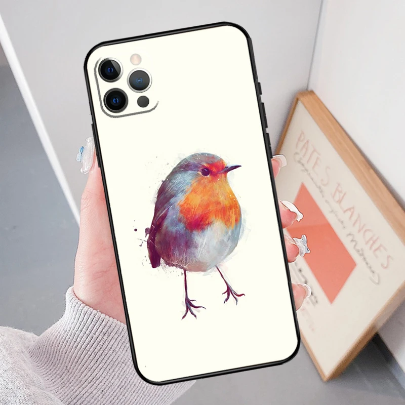 Robins Bird Case For iPhone 15 14 11 12 13 Pro Max Mini X XS Max XR SE 2022 2020 7 8 Plus Cover Shell