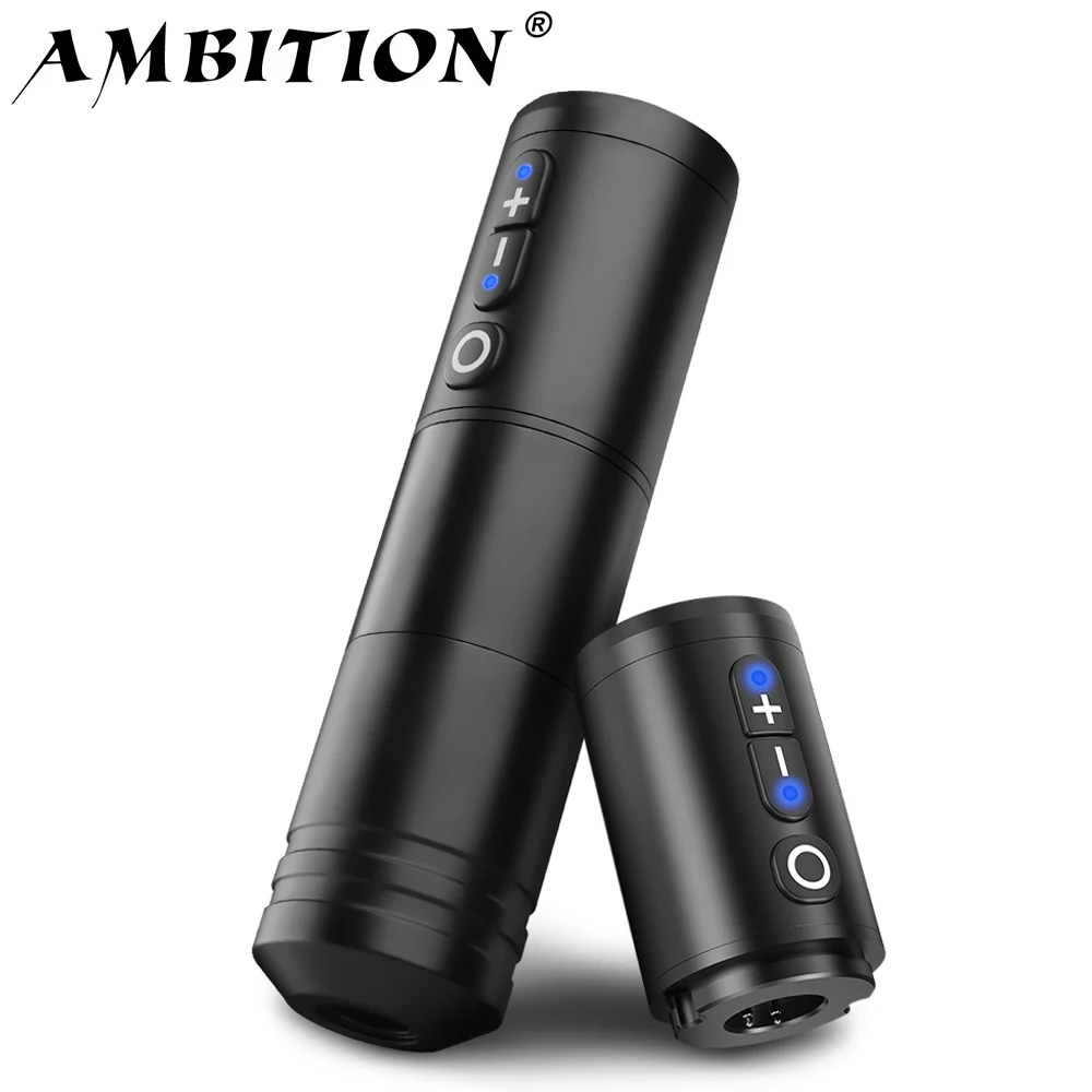 Ambition Ninja Professional Wireless Tattoo Pen Machine 4mm Stroke Powerful Coreless DC Motor Digital Display for Artist Body