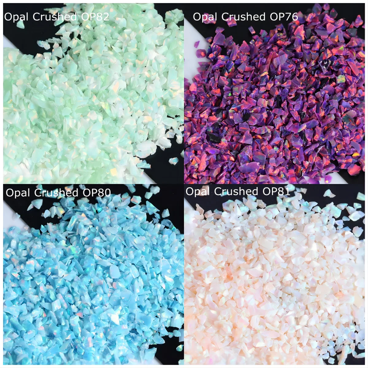 

(20g/Lot)) OP46 to OP92 Different Sizes Synthetic Crushed Opal Chips for Nail Art