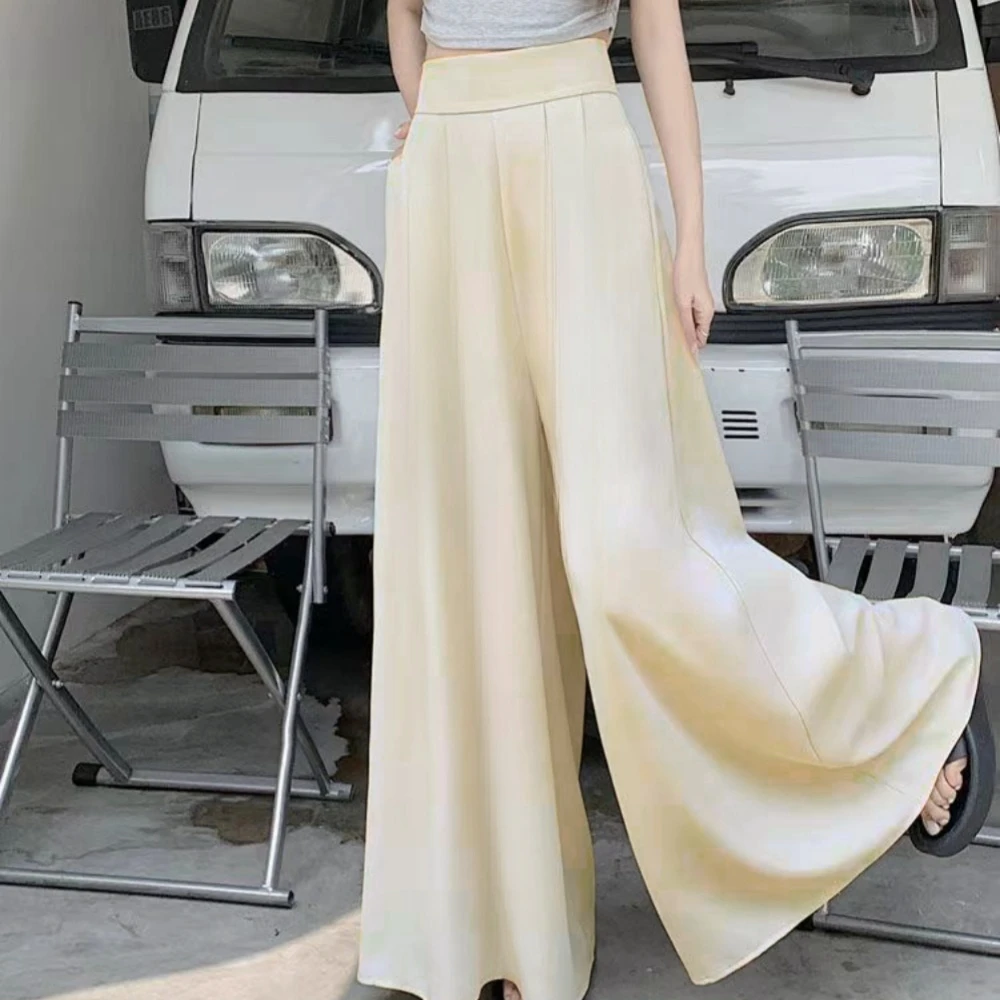 2024 Woman Clothing Trend Large Hem Wide Leg Skirt Pants Casual  Women\'s Pants Elegant Basic High Waisted Office Lady Trousers