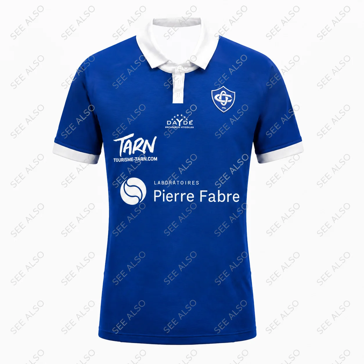26/27 Herren Damen Kinder Castres Olympique Heim-Rugby-Trikot Blau Weiß Polokragen Kurzarm Fan-Sport-Trainings-Oberteil – Detail 3