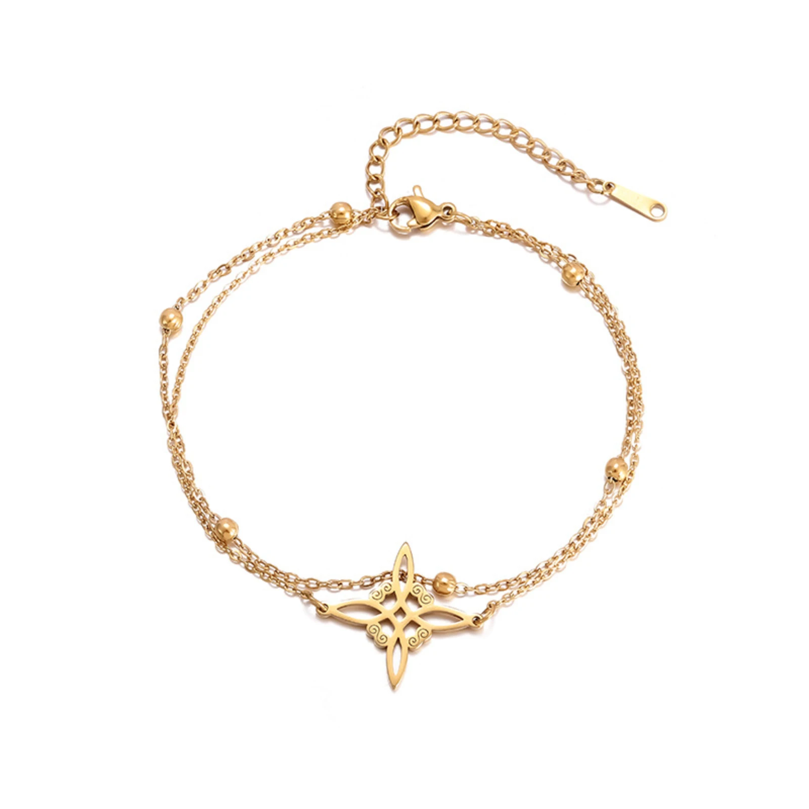 

Double Layer Chain Witch Knot Bracelet for Women Men Amulet Stainless Steel Jewelry Fashion Accessory