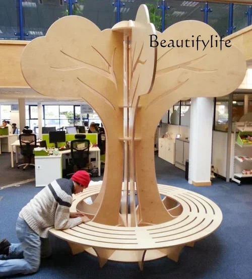 

Creative big tree modeling hall ornament tree seat library reading decorative stool window display stand