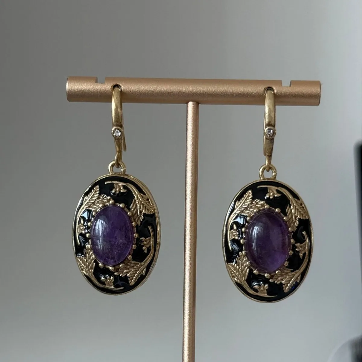 

Natural Baroque Crystal Inlay Drop Earrings Royal Vintage Elegant Crystal Studs for Women